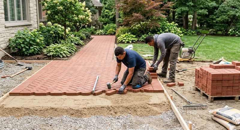 Brick Hardscape Installation in West Hartford, CT