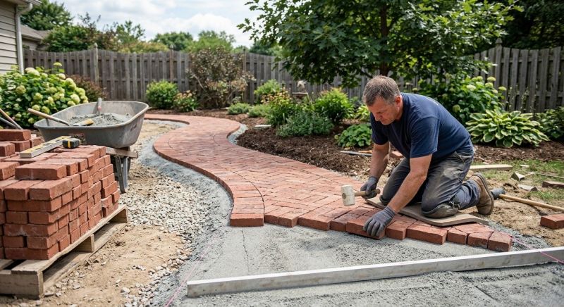 Brick Hardscape Installation in Worcester, MA